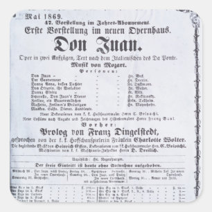 Pegatina Cuadrada Poster anunciando una actuación de 'Don Juan'