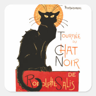 Pegatina Cuadrada Póster Clásico Gato Negro de Steinlen Chat Noir Fr