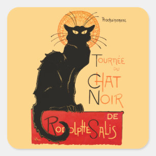 Pegatina Cuadrada Póster Clásico Gato Negro Steinlen Chat Noir Franc