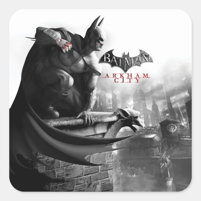 Pegatina Cuadrada POSTER de CA - Batman Gargoyle Ledge (Anverso)