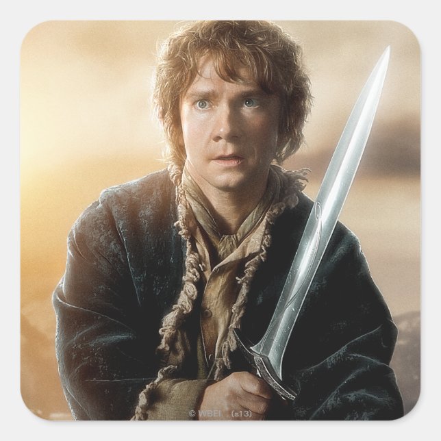 Pegatina Cuadrada POSTER de caracteres BILBO BAGGINS™ 2 (Anverso)