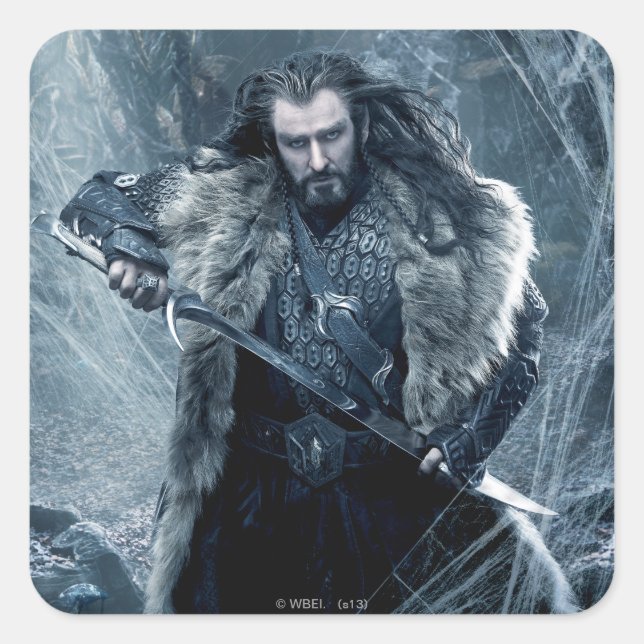 Pegatina Cuadrada POSTER de caracteres THORIN OAKENSHIELD™ 3 (Anverso)