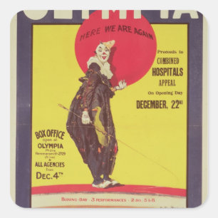 Pegatina Cuadrada Poster de circo Bertram Mills