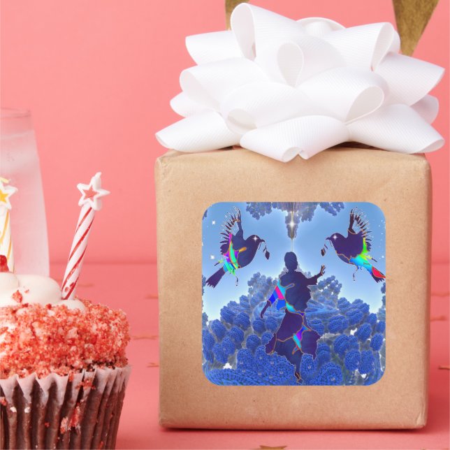 Pegatina Cuadrada Poster de danza natural (Fiesta)