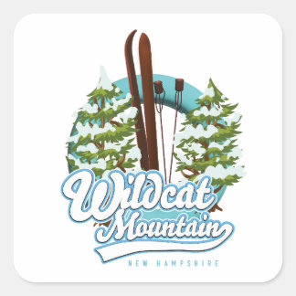 Pegatina Cuadrada Poster de esquí de Wildcat Mountain New Hampshire