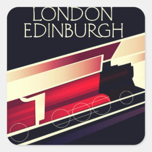 Pegatina Cuadrada Póster de estilo vintage de la locomotora de Londr