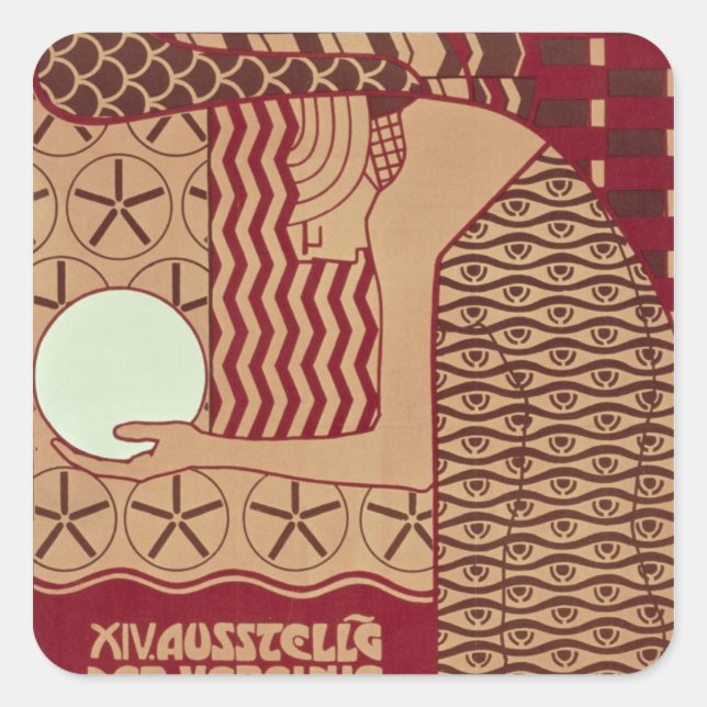 Pegatina Cuadrada Poster de la 14ª Exposición de Viena (Anverso)