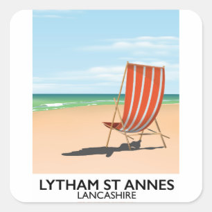 Pegatina Cuadrada Póster de Lytham St Annes Lancashire junto al mar