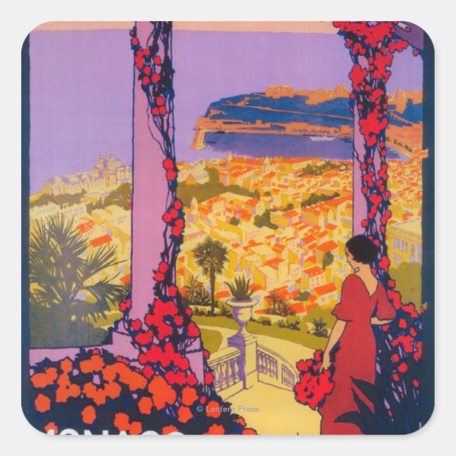 Pegatina Cuadrada Poster de promoción de viajes (Anverso)