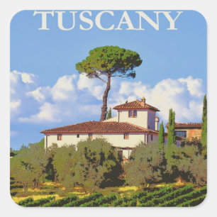 Pegatina Cuadrada Poster de Toscana Italia