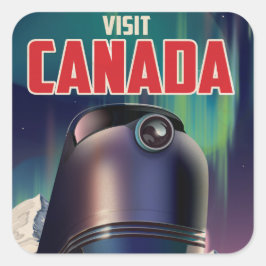 Pegatina Cuadrada Póster de viaje de ciencia ficción Visita Canadá