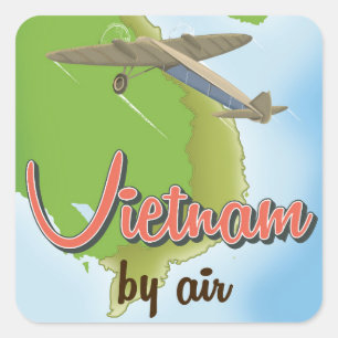 Pegatina Cuadrada Poster de viaje de Vietnam