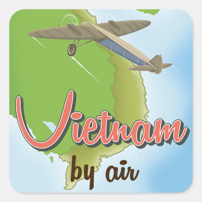 Pegatina Cuadrada Poster de viaje de Vietnam (Anverso)