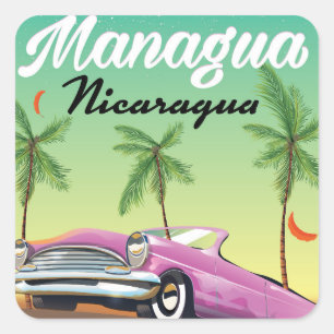 Pegatina Cuadrada Póster de viaje Managua - Nicaragua