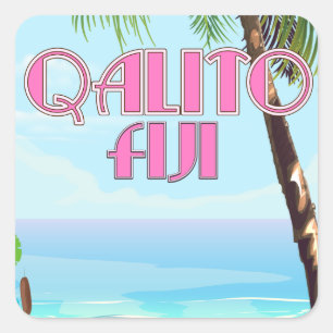Pegatina Cuadrada Póster de viaje Qalito Fiji