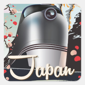 Pegatina Cuadrada Poster de viajes de la vieja usanza de Japón.