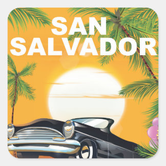 Pegatina Cuadrada Poster de Viajes de San Salvador Vintage