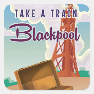 Pegatina Cuadrada Poster de viajes de vintage de Blackpool