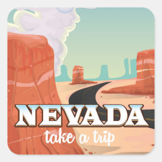 Pegatina Cuadrada Poster de viajes de vintage del estado de Nevada
