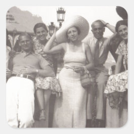 Pegatina Cuadrada Poster de viajes de vintage foto en blanco y negro