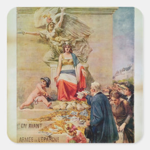 Pegatina Cuadrada Poster del segundo préstamo para la defensa nacion