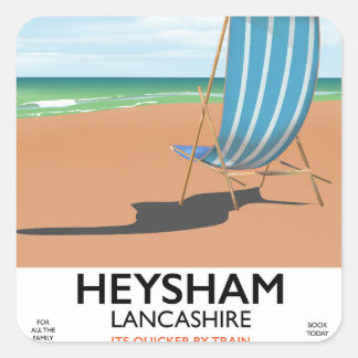 Pegatina Cuadrada Poster del tren de cosecha de Heysham Lancashire