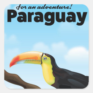 Pegatina Cuadrada Poster del viaje de Paraguay Toucan