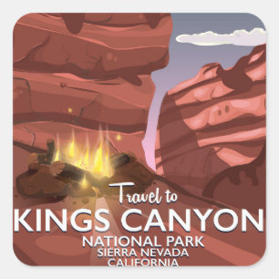 Pegatina Cuadrada Poster del viaje de reyes Canyon Sierra Nevada
