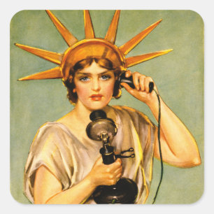 Pegatina Cuadrada Póster vintage de la Primera Guerra Mundial 'Hola,