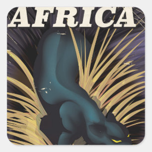 Pegatina Cuadrada Póster vintage de viaje a África
