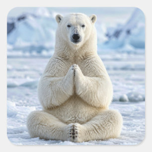 Pegatina Cuadrada Postura de Yoga de Oso Polar