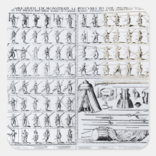 Pegatina Cuadrada Posturas para mosqueteros y pikemen