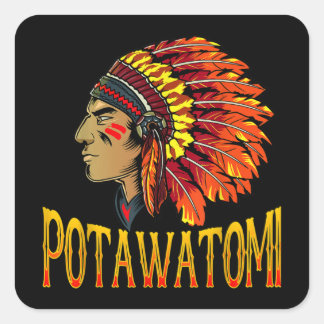 Pegatina Cuadrada Potawatomi Tribe Nativa Estadounidense Potawatomi 