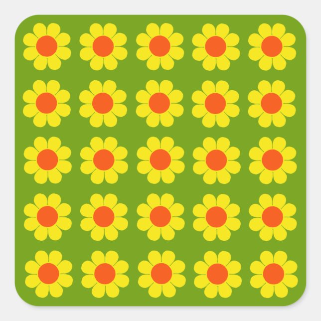 Pegatina Cuadrada Potencia de flor (Anverso)