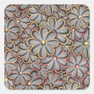 Pegatina Cuadrada Potencia de flor Steampunk