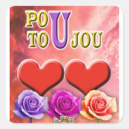 Pegatina Cuadrada Pou Toujou