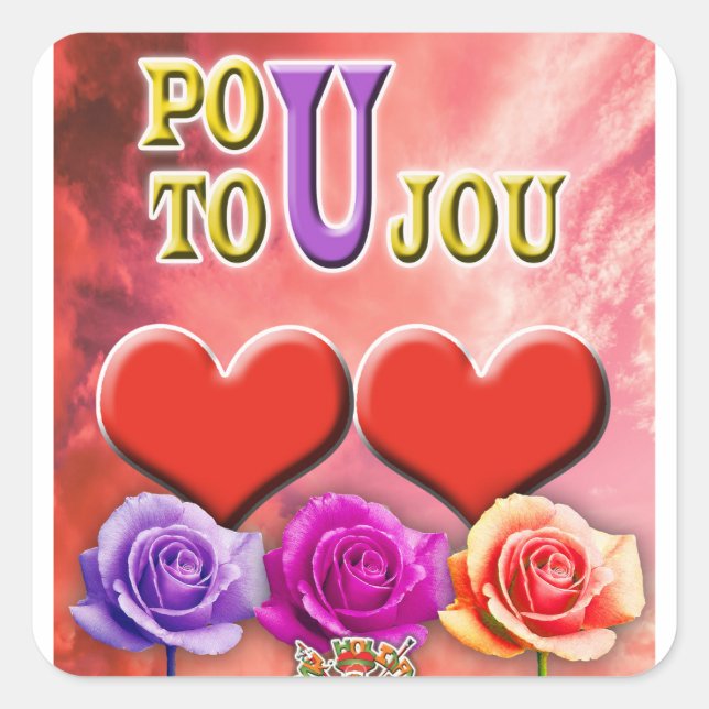 Pegatina Cuadrada Pou Toujou (Anverso)