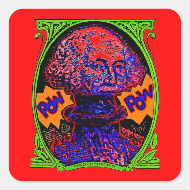 Pegatina Cuadrada ¡POW! El dinero explota (Anverso)