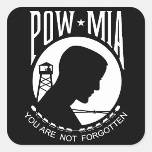Pegatina Cuadrada Pow MIA: ¡No Te Olvidan!
