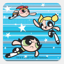 Pegatina Cuadrada Powerpuff Girls Star Pattern