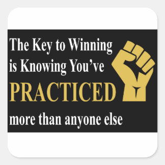 Pegatina Cuadrada Practicar para ganar