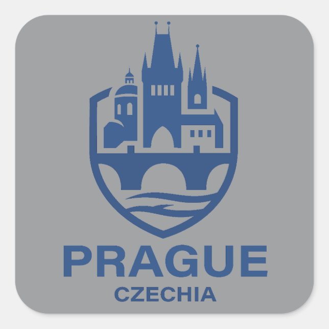 Pegatina Cuadrada Praga Chequia Europa (Anverso)