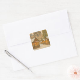 Pegatina Cuadrada Prague Christmas Holiday Art – Winter 