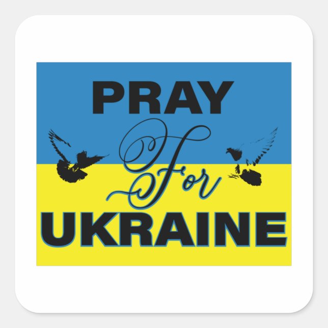 Pegatina Cuadrada Prayer for Ukraine (Anverso)