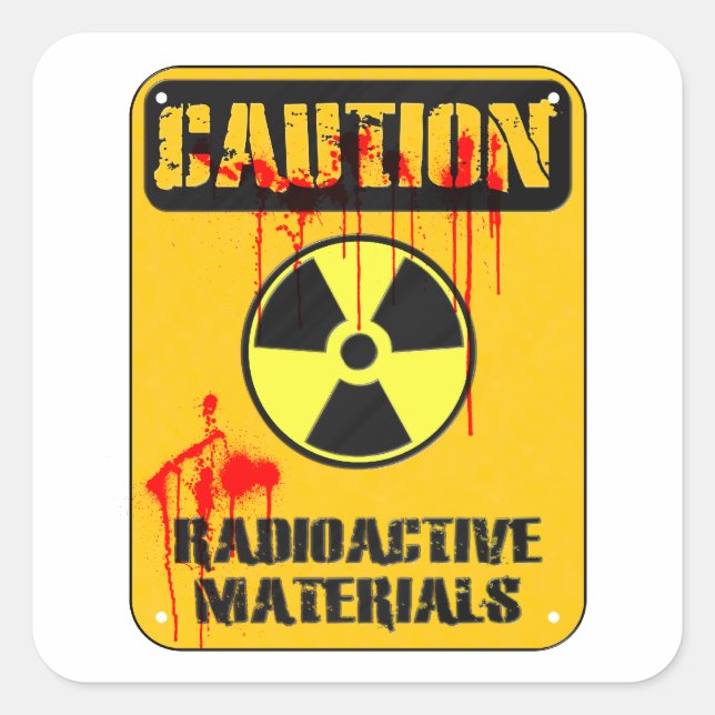 Pegatina Cuadrada Precaución Material radiactivo (Anverso)