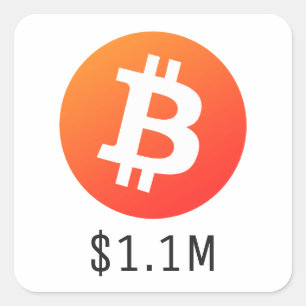 Pegatina Cuadrada Precio de bitcoin $1,100,000 ($1.1 millones) Un mi