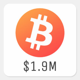 Pegatina Cuadrada Precio de Bitcoin $1,900,000 ($1.9M) Un Millón