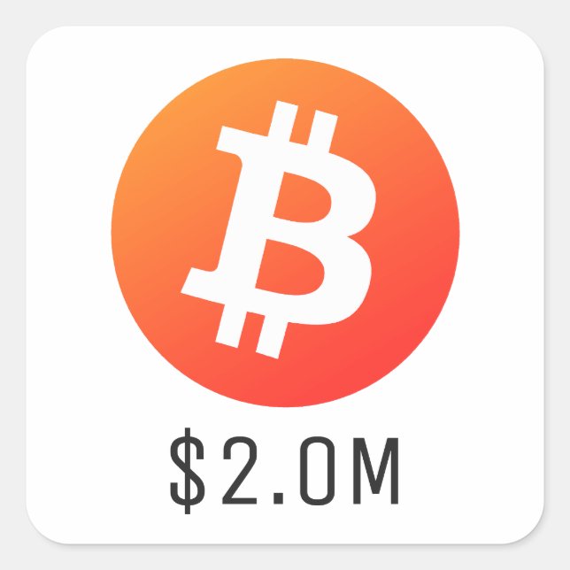 Pegatina Cuadrada Precio de bitcoin $2,000,000 ($2.0 millones) Dos m (Anverso)