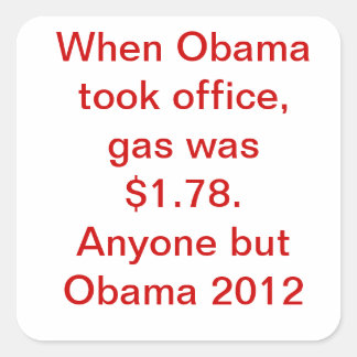 Pegatina Cuadrada Precio del gas de Obama