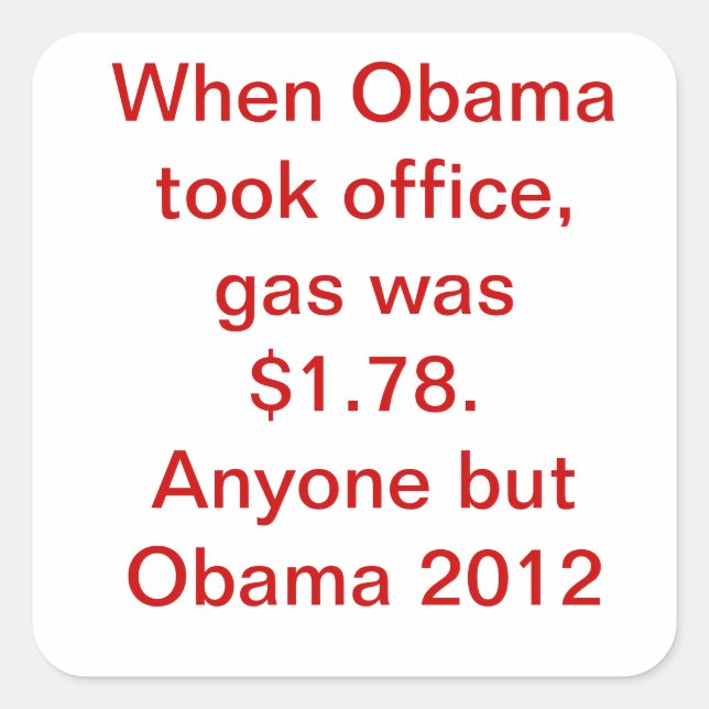 Pegatina Cuadrada Precio del gas de Obama (Anverso)